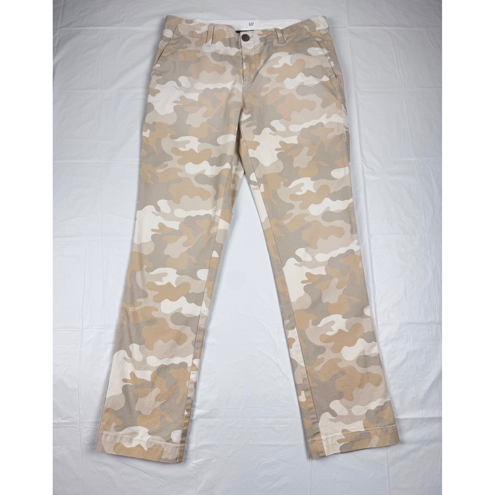 Gap Womens 4 Girlfriend Chino Pants Desert Camo Beige Tan Stretch Cotton Twill